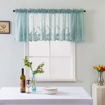 

Modern Lace Jacquard Window Curtain Valance Lace Hem Coffee Short Curtain for Kitchen Cabinet Door Bedroom Home Decor