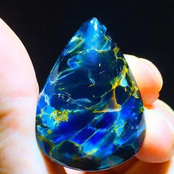 

Certificate Natural Blue Pietersite Gemstone Cat Eye Chatoyant Women Pendant Necklace 34.9/25.5/12mm Gemstone Jewelry AAAAAA