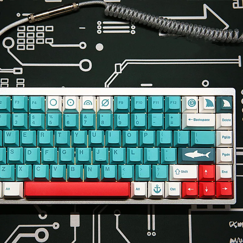 140 키 GMK 상어 Keycap 맞춤형 사용자 지정 기계식 키보드 Keycap 승화 공장 높은 진한 파란색 PBT