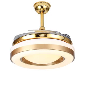 

High quality 4 Color Changing light Modern LED invisible ceiling fan light remote control ceiling lamp 90cm 48W fan 60W