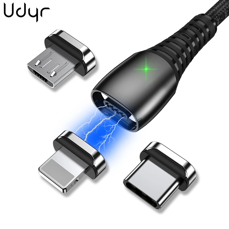 Магнитный кабель из Udyr цинка, кабель Micro usb type C для iPhone X, samsung, Xiaomi, 3A, быстрое зарядное устройство, магнитный кабель для мобильного телефона