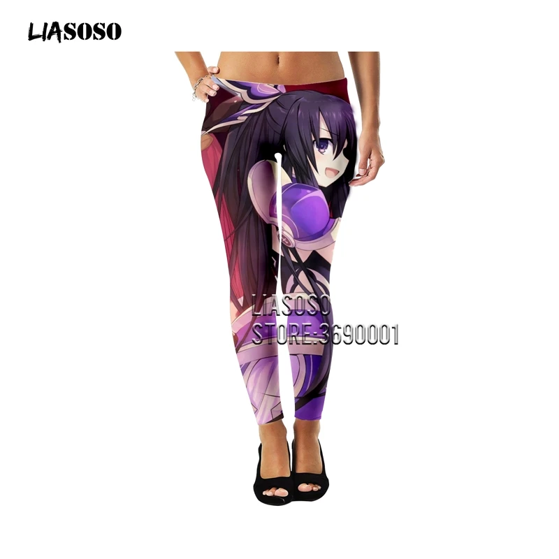 LIASOSO, женские леггинсы с 3D принтом, аниме, для девушек, Tokisaki Kurumi, кошмар, для девушек, женские леггинсы, Ретро стиль, готика, леггинсы для фитнеса, штаны до щиколотки, X2769