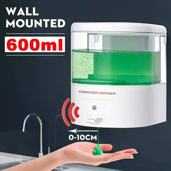 

600ml Capacity Automatic Soap Dispenser Touchless Sensor Hand Sanitizer Detergent Dispenser Wall Mounted For Bathroom Kitchen