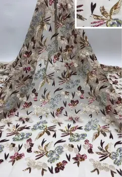 

yaking-59.2807 embroidered Mesh Tulle fabric Factory price sequins Nigerian lace fabrics