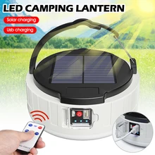 

Solar LED Camping Lantern Outdoor Tent Light with Hook 3 Modes USB Emergency Lights Waterproof for Fishing Hiking