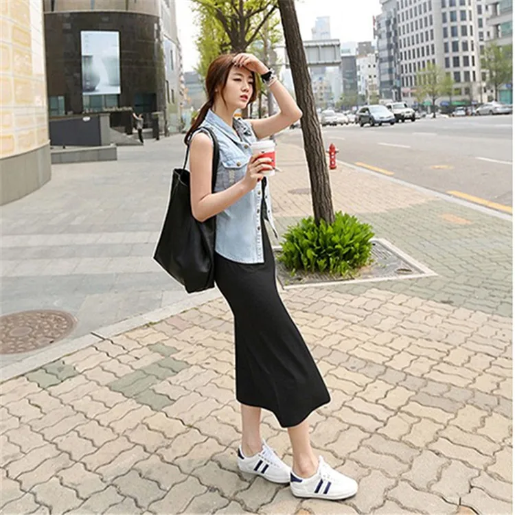 

Versatile Korean-style Horizontal Neck Camisole Female Summer Modal Bodycon Clothing Knit Base Vest Skirt 6939 #