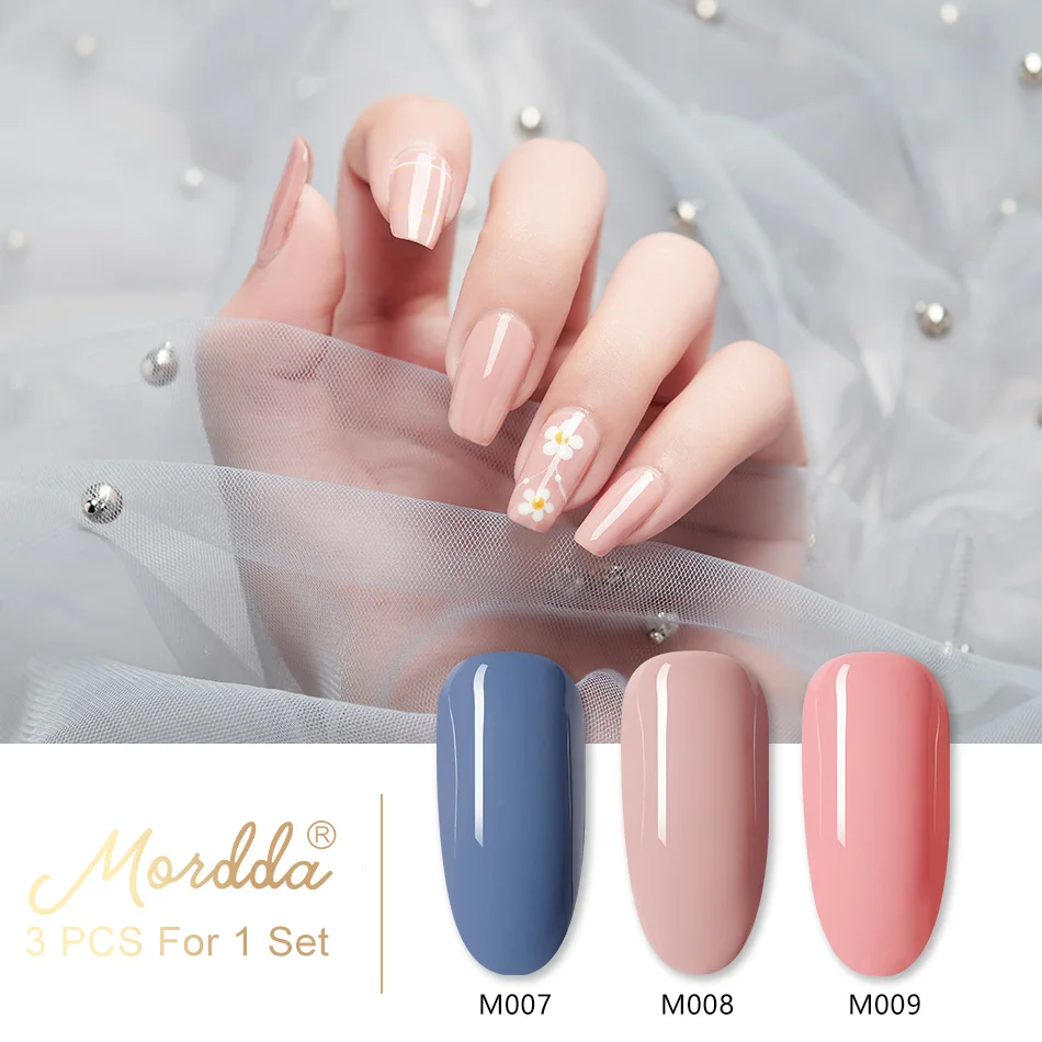3 PCS Set-03 MORDDA набор гель-лаков для маникюра Полупостоянный цвет верхнее покрытие УФ светодиодный Гель-лак для ногтей впитываемый художественный Гель-лак для ногтей - Цвет: 3 PCS Set-03