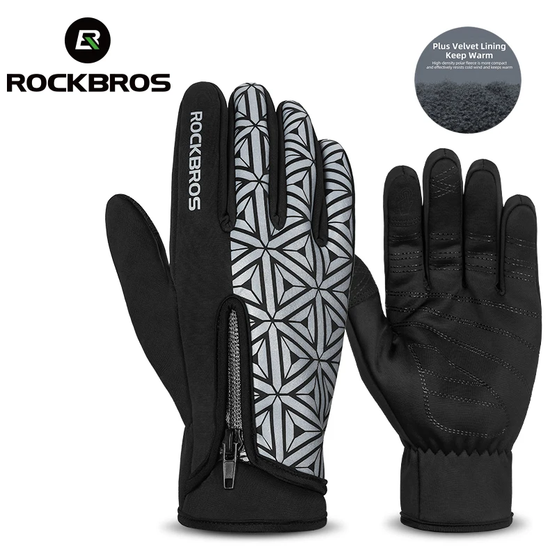 ROCKBROS Winter Cycling Gloves Men Women Breathable Thermal Anti-Slip Skiing Gloves Lightweight Biking Gloves for Riding Fishing ding Fishing Running
