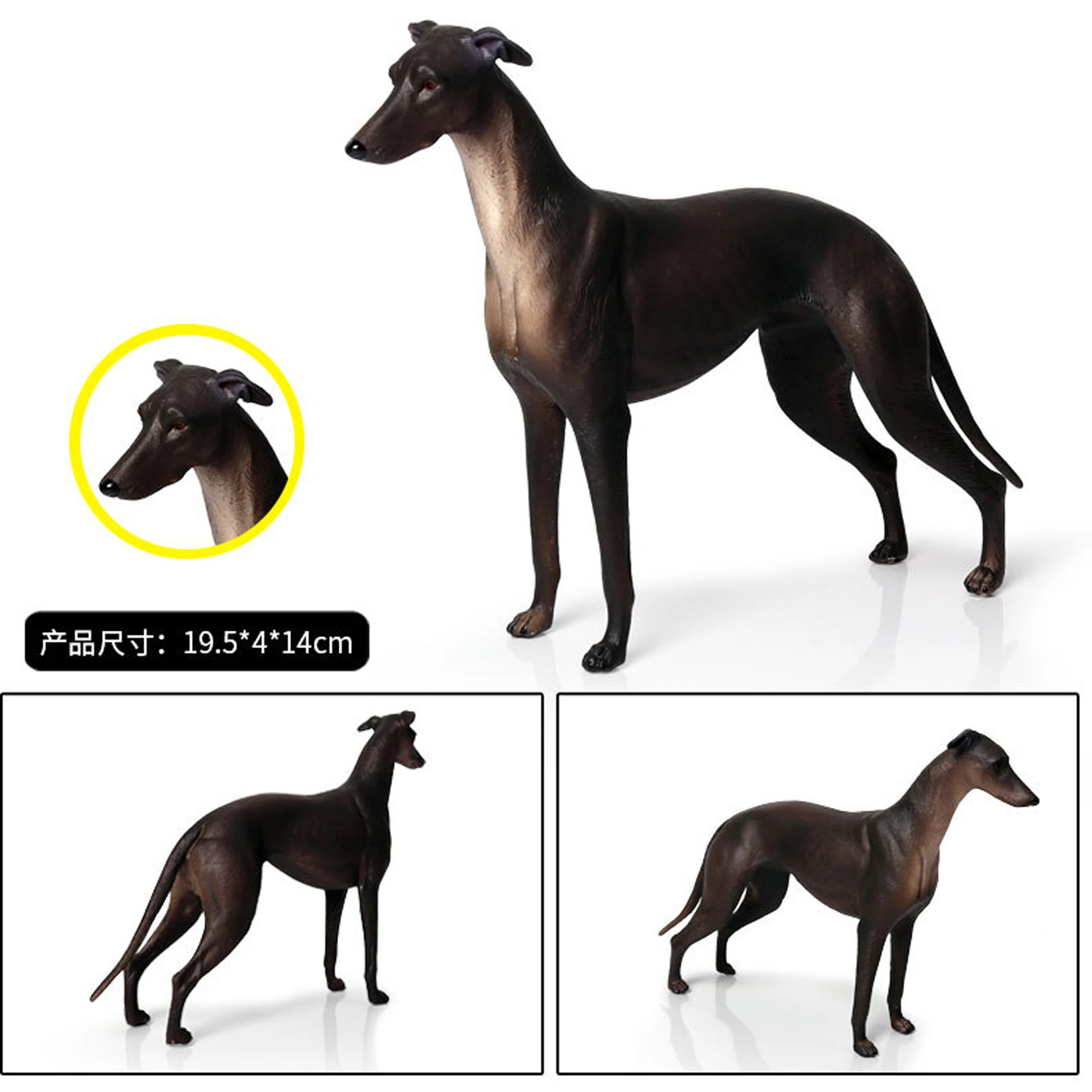 1pc 2color black/brown solid cute greyhound lifelike animal model top realistic dog toys sweet birthday gifts for kids
