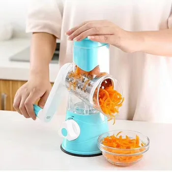 

3 In 1 Manual Vegetable Cutter Slicer Multifunctional Round Mandoline Slicer Potato Slicer Vegetable Spiralizer Kitchen Tool
