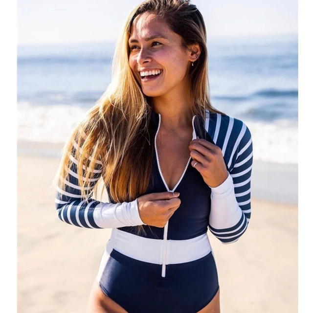 Sexy Surf Rashguard Long sleeve swimwear women one piece swimsuit