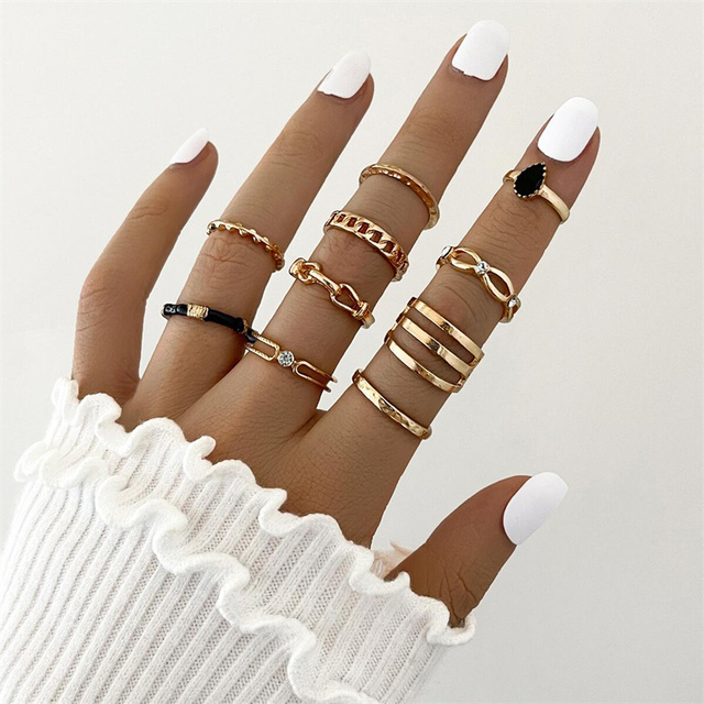 Personalized Finger Heart Ring Set for Women Gold Color 3PCS 2021 New Trendy Gift for Women Fashionable