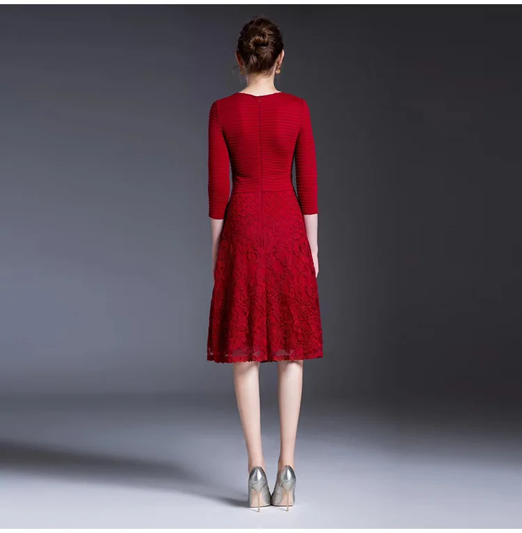 Autumn Winter high Quality fashion full dress multiple operations embroidered Pink red Color Long Sleeve dresses