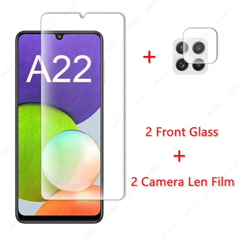

For Samsung Galaxy A22 Glass for Samsung Galaxy A22 4G 5G Tempered Glass Film Screen Protector Camera Len Film A32 A52 A72 A12