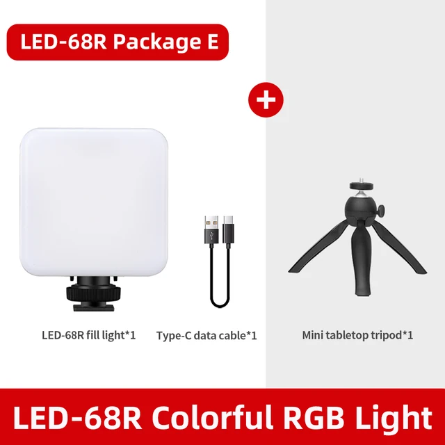 6W Mini RGB LED Video Light with Tripod 2700K-6500K On Camera Fill Light Photography Lighting For Tiktok Vlog Light lamp white