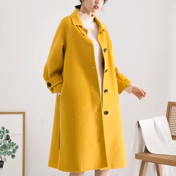 

Autumn and winter 2020 new double-sided cashmere free coat women's medium long Korean Hepburn wool woolen sweater
