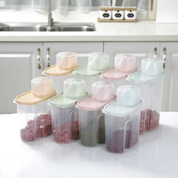 

Kitchen Large Food Storage Box Plastic Dry Goods Sealed Can Household Grain Multigrain Can Storage Bucket With Cover Freshness