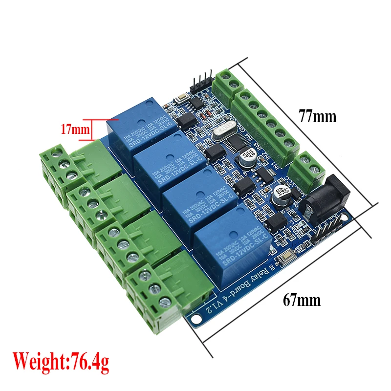 5 в 12 В Modbus RTU 4-Канальный Релейный модуль DIY STM8S103 система 4 дорожный вход 485 связь