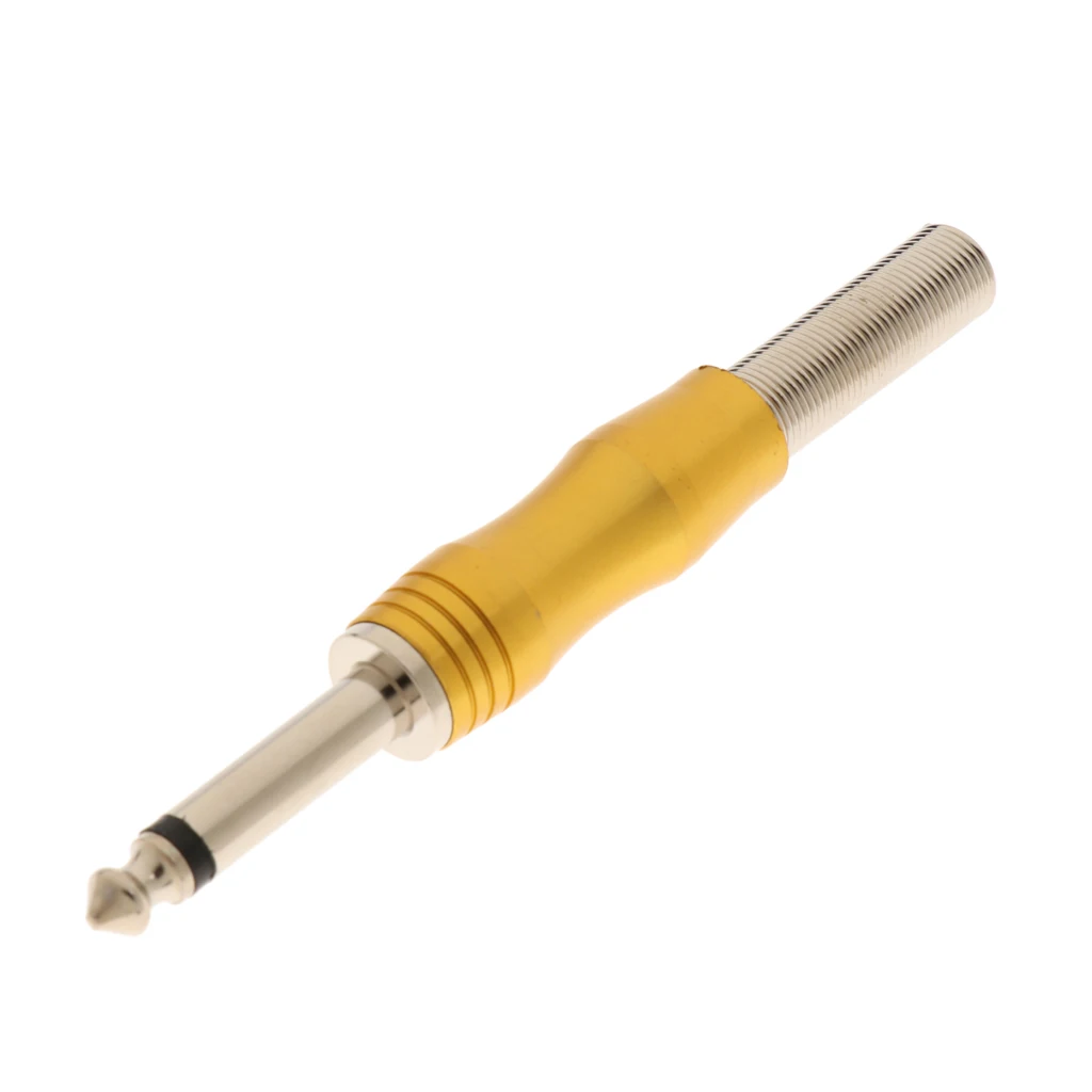 Copper 6.35mm 1/4inch Mono Jack Plug Adapter Connector for Microphone Mixer Speaker Amplifier