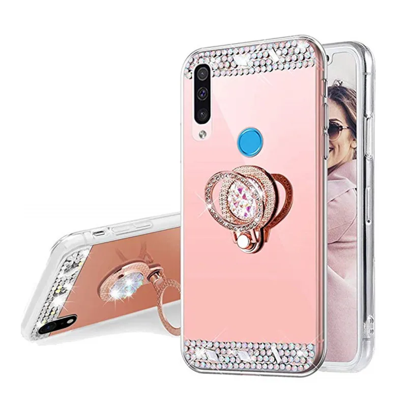 Зеркальная задняя крышка для телефона с кольцом huawei P Smart Y6 Prime 2018 Y7 Y9 2019 Huawei honor 8X 8C