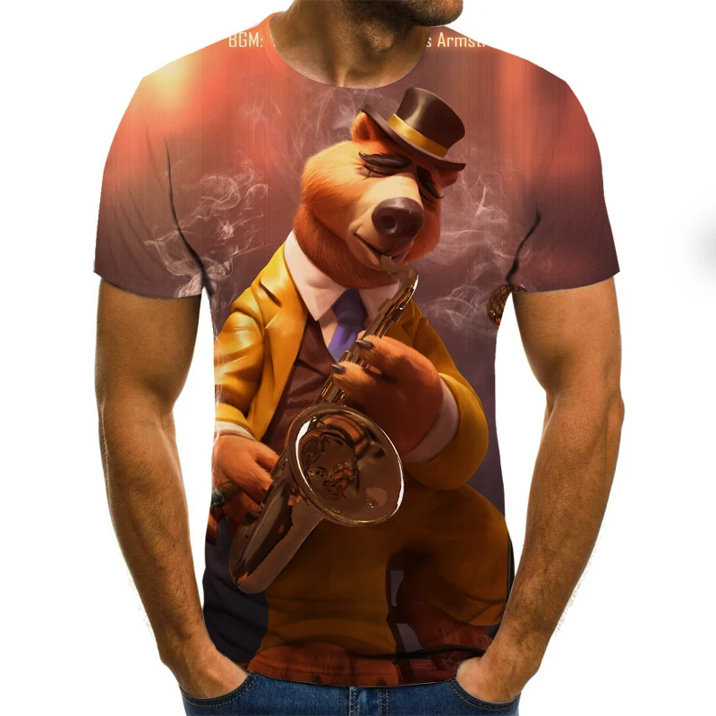 Funny 3D Abstract t shirt Men Short Sleeve Streetwear Top Tees Flowers Animal 3D Printing tee shirt