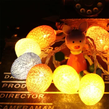 

Egg Cotton LED String Light Battery Ball Lighting Warm White 1.8M 10 led for Easter Wedding Chritmas Home Lamp Lights String D3