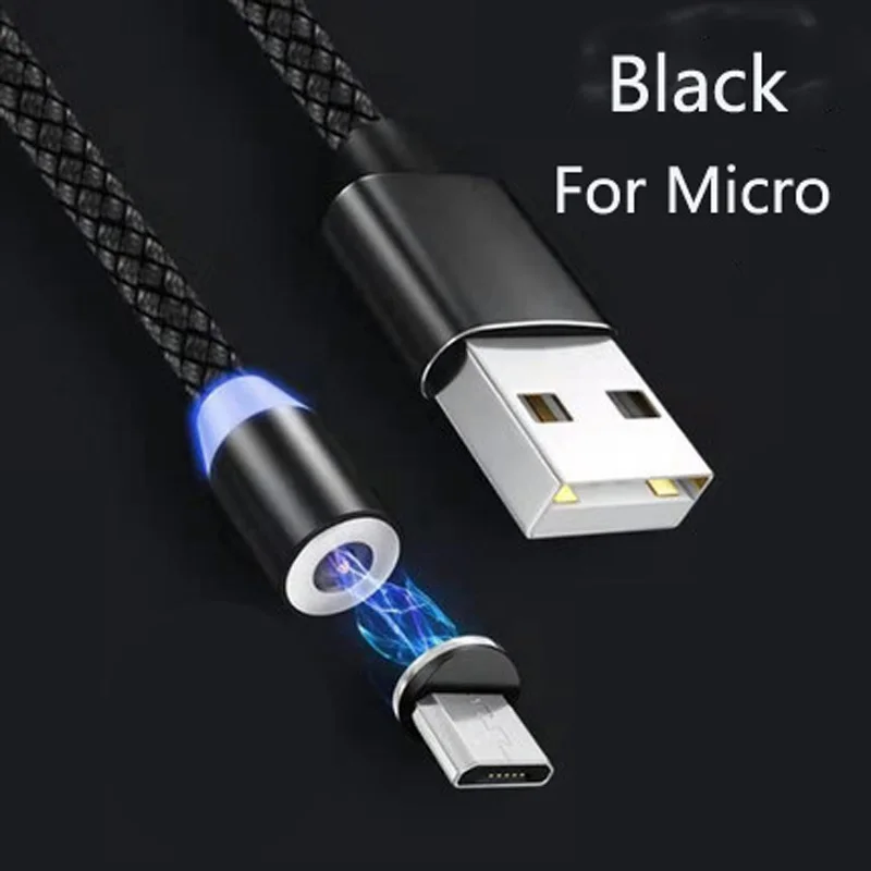 1M 360 Degree Rotate Magnetic Cable Micro Fast Charging Cable For Samsung S5 S6 S7 S8 S9 Edge Plus S10 Lite 5G S10E Phone Cord - Цвет: Black For Micro