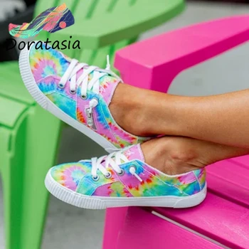 

DORATASIA Daily Cool lace-up Print Shoes Daily Casual Walk Flats Women Summer Autumn Attractive Colorful Flats