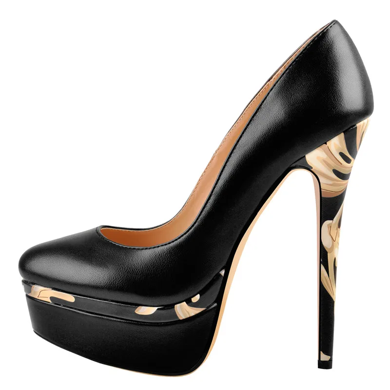 Onlymaker/женские туфли-лодочки с круглым носком на тонком высоком каблуке 16 см, на платформе, из матовой лакированной кожи, без шнуровки, для вечеринок, большие размеры - Цвет: Y8938A