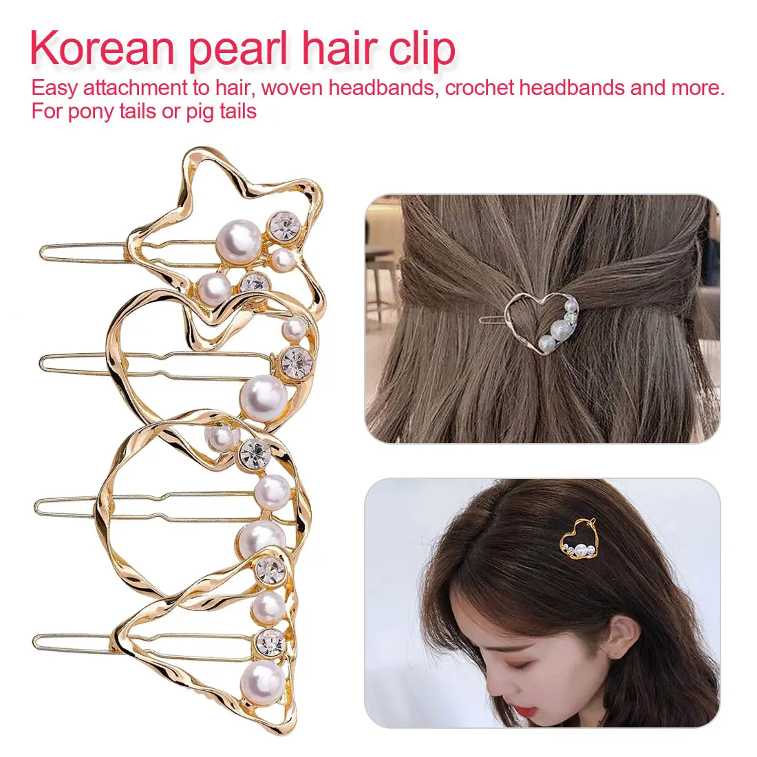 

Korean Style Pearl Hairpins Woman Barrettes Geometric Hairclips Girls Hair Accessories Hair Grip Headwear