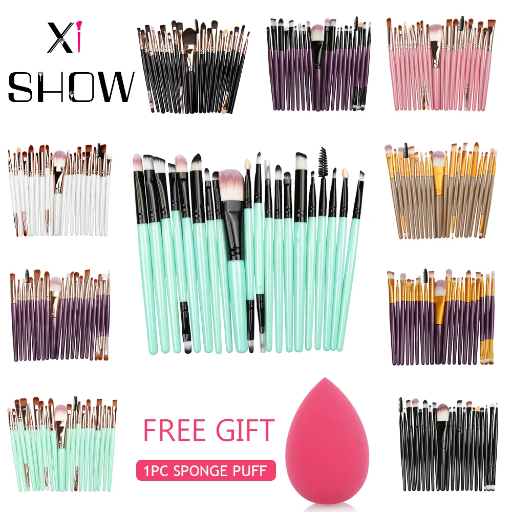 Makeup-Brushes-Set Eyeshadows Sponge-Puff Cosmetics XISHOW Eyebrow Professional 20pcs
