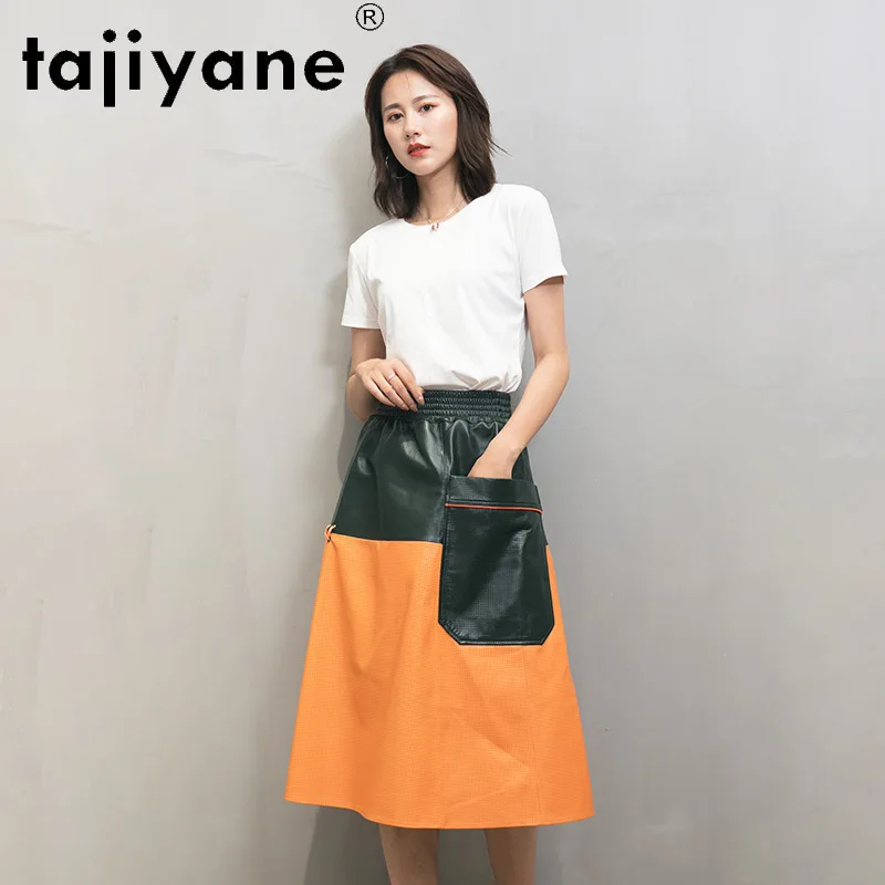 Женская юбка из натуральной кожи Tajiyane модная овчины в Корейском стиле на весну и