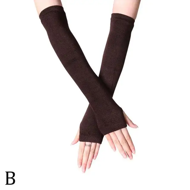 Unisex Long Fingerless Gloves Gloves Arm Cover Striped Cotton Wrist Sleeves Arm Warmer Sleeve Knitted Gloves Womens Fingerless B