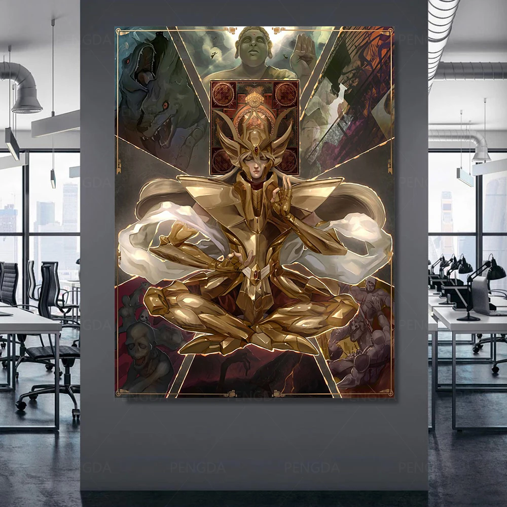 Модульный холст HD Печать Saint Seiya настенные художественные плакаты статуя Будды