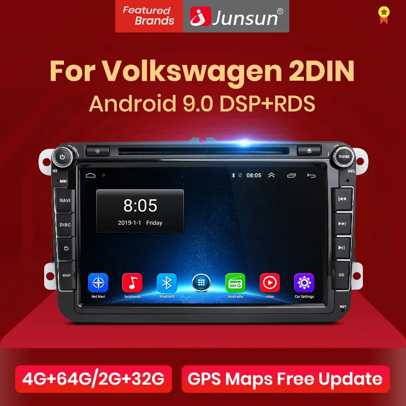 Junsun 2 ГБ + 32 Android 8 1 автомобильный DVD Радио Мультимедийный видео плеер GPS навигатор