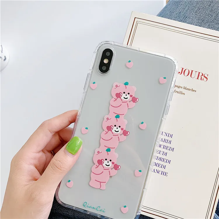 Niceking для iPhone 6, 6s, 7, 8 Plus, X, XR, XS Max, чехол с милым мультяшным медведем, Кроликом, мягкий ТПУ чехол для телефона, для iPhone 11 Pro, Max, чехол