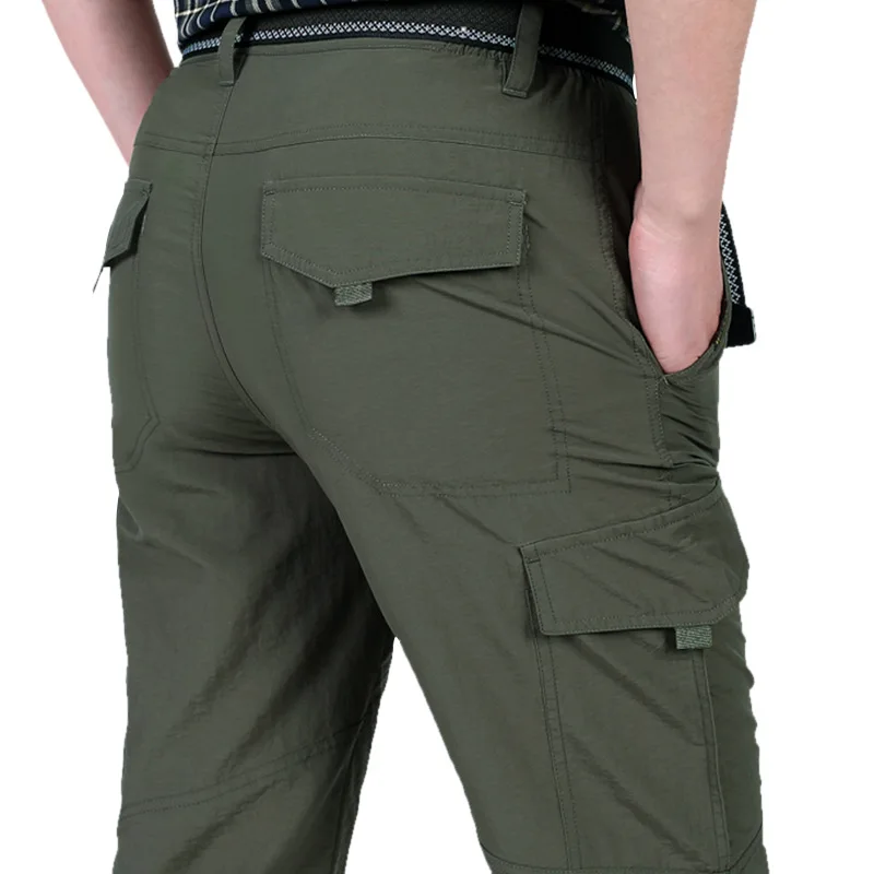 Мужские уличные быстросохнущие походные брюки, легкие дышащие летние повседневные брюки для альпинизма, рыбалки, водонепроницаемые брюки-карго