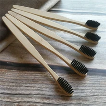 5 шт./компл. окружающую среду с бамбуковым древесным углем Зубная щётка с низким содержанием углерода средней зубные щетки с мягкой щетиной для деревянной ручкой Зубная щётка для ухода за полостью рта
