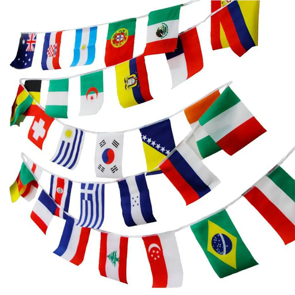 zwjflagshow world bunting flag 14*21cm 20*30cm 100 200PCS Football Soccer National Flag Country World Banner Bunting String Flag - Image 4