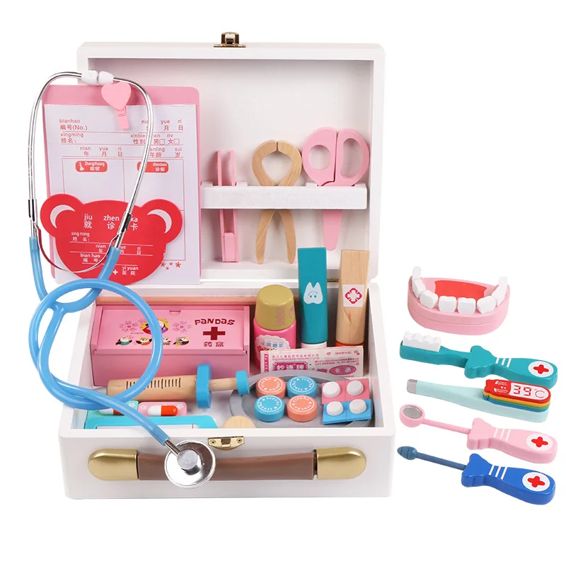 

Small Wooden Box Model Almighty Doctor Medical Bag Set Baby Play House Educational Interactive CHILDREN'S Wooden Toy