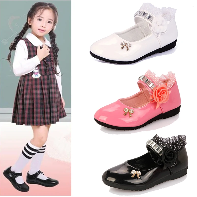 

Baby Girls princess shoes Children School Patent Leather Shoes For student Kids Shoes for Party and Wedding Dance black white