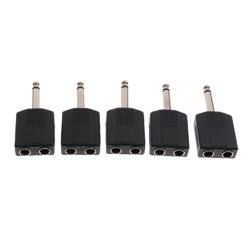5x Mono 6.35mm/6.5mm Socket Guitar Mono Jack Plug Y Splitter Audio Adapter