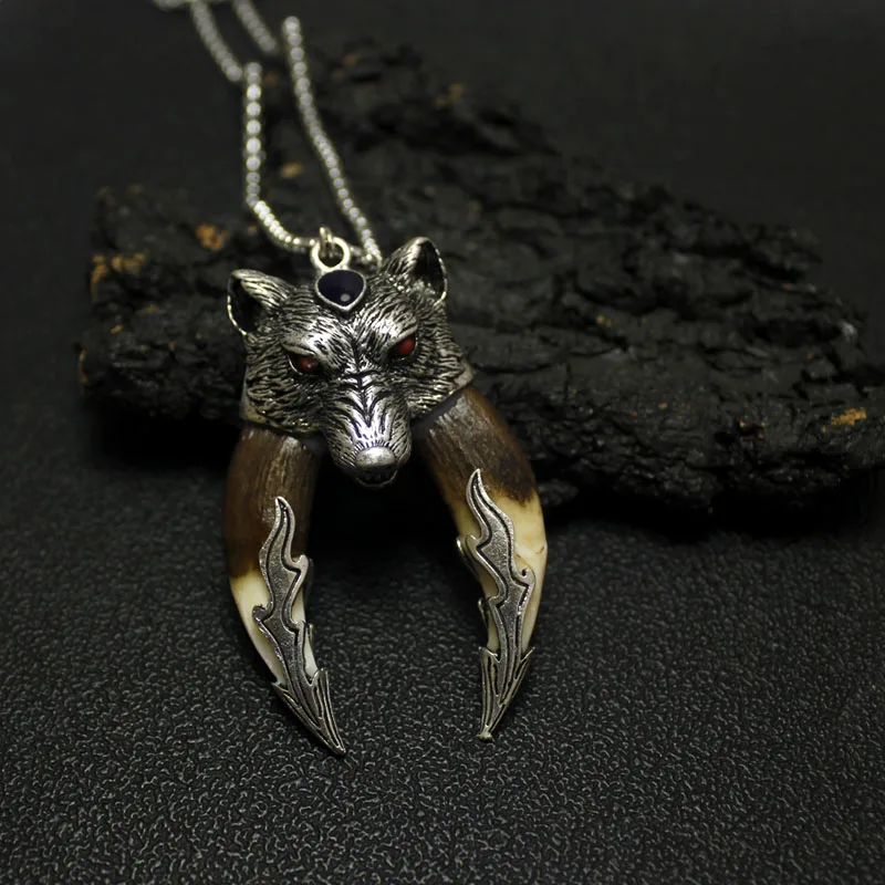 Wolf Tooth Necklace Spike Pendant Necklace Pendant Necklaces Ethnic Style Brave Men For Warrior Adult Ceremony