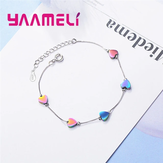 Casual Wear Sterling Silver Heart Design Bracelet For Girls And