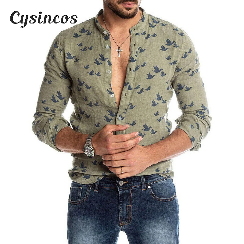 CYSINCOS мужские повседневные принтованные футболки с фламинго хлопок тонкая