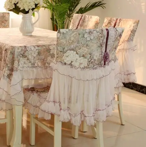 Romantic Lace Chair Cover Tablecloth Chair Cushion Seat Cover Fabric Chair Back Covers Home Decoration - Цвет: Style 1