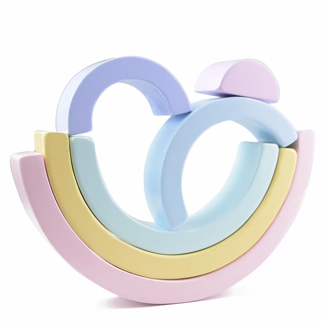 Baby Toy Wooden Toy Montessori Rainbow Building Blocks DIY Creative Stacking Balance Game Educational Toy For Children Kids Gift 3