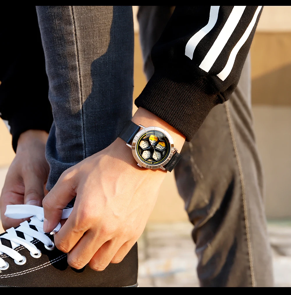 SANDA, модные новые мужские часы, сталь, Милан, с сетчатым ремешком, кварцевые наручные часы, жизнь, водонепроницаемые, в форме колеса, с циферблатом, подарок, часы 1022