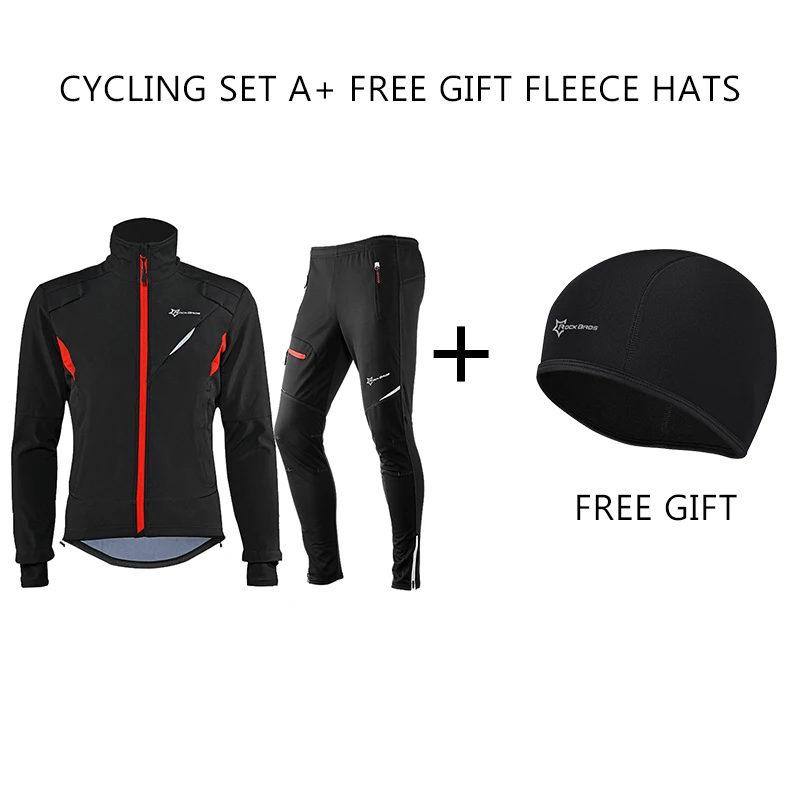 ROCKBROS зимний комплект для велоспорта, одежда для велоспорта, униформа для мужчин и женщин, сохраняющая тепло, ветронепроницаемый комплект из Джерси, костюм для велоспорта - Цвет: Suit A
