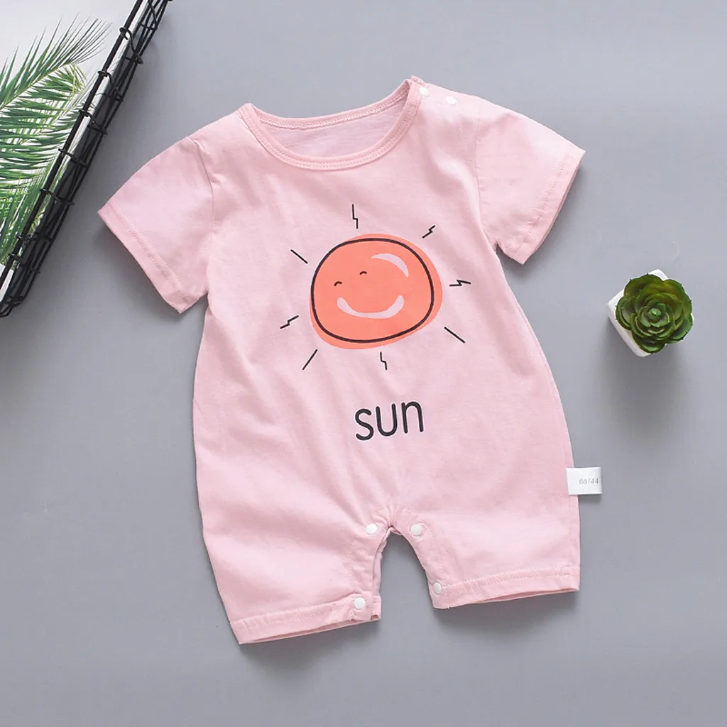 

Newborn Baby Boy Girls Rompers Summer Infant Baby Short Sleeve Cartoon Printed Rompers Kids Cute Daily Jumpsuits Baby Onesie